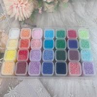 Opaque Glass Seed Beads, Seedbead, with Plastic Box, Round, stoving varnish, DIY, mixed colors, 2mm, Approx 15120PCs/Box, Sold By Box