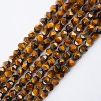 Natural Tiger Eye Beads Round polished Star Cut Faceted & DIY Sold Per Approx 14.96 Inch Strand
