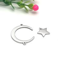 Stainless Steel Pendants, 304 Stainless Steel, Moon and Star, Vacuum Ion Plating, DIY & different size for choice & different styles for choice & double-hole, original color, 5PCs/Bag, Sold By Bag