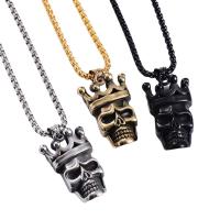 Stainless Steel Jewelry Necklace, 304 Stainless Steel, Skull, Vacuum Ion Plating, fashion jewelry & different styles for choice & for man & blacken, more colors for choice, 37x22mm, Length:60 cm, Sold By PC