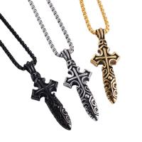 Edelstahl Schmuck Halskette, 304 Edelstahl, Kreuz, Modeschmuck & verschiedene Stile für Wahl & für den Menschen, keine, 64x24mm, Länge 60 cm, verkauft von PC