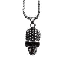 Stainless Steel Jewelry Necklace, 304 Stainless Steel, Skull, Vacuum Ion Plating, fashion jewelry & Unisex & different styles for choice, original color, 34x19mm, Length:60 cm, Sold By PC