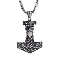 Stainless Steel Jewelry Necklace, 304 Stainless Steel, Hammer of Thor, Vacuum Ion Plating, fashion jewelry & Unisex & different styles for choice, original color, 41x32mm, Length:60 cm, Sold By PC