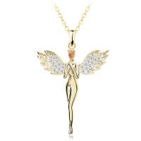 Tibetan Style Jewelry Necklace, Angel Wing, 18K gold plated, fashion jewelry & Unisex & with rhinestone, nickel, lead & cadmium free, 44x35mm, Length:Approx 15.75 Inch, Sold By PC