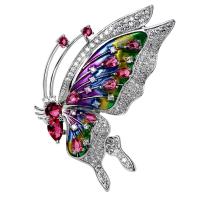 Cubic Zirconia Brooch Brass Butterfly platinum plated fashion jewelry & micro pave cubic zirconia & for woman nickel lead & cadmium free Sold By PC