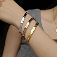 Acier titane bracelet manchette, bijoux de mode & pavé de micro zircon & pour femme, plus de couleurs à choisir, 66*6mm, Vendu par PC