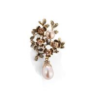 Zinc Alloy Brooches with Shell Pearl plated fashion jewelry & for woman & with rhinestone nickel lead & cadmium free Sold By PC