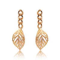 Zinc Alloy Drop Earrings with Cubic Zirconia Leaf Plating champagne gold fashion jewelry & for woman Champagne nickel lead & cadmium free Sold By Pair
