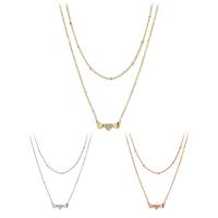 Cubic Zircon Micro Pave Brass Necklace, with 1.97inch extender chain, plated, Double Layer & fashion jewelry & micro pave cubic zirconia & for woman, more colors for choice, nickel, lead & cadmium free, 7x16mm, Length:Approx 15.75 Inch, Approx 13.8 Inch, Sold By PC