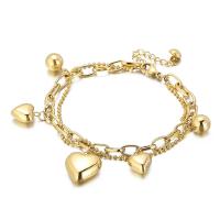 Stainless Steel Jewelry Bracelet 304 Stainless Steel Heart Vacuum Ion Plating fashion jewelry & for woman Length Approx 7.08 Inch Sold By PC