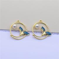 Zinc Alloy Enamel Pendants with ABS Plastic Pearl gold color plated fashion jewelry & for woman golden nickel lead & cadmium free Sold By PC