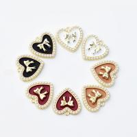 Zinc Alloy Enamel Pendants with ABS Plastic Pearl Heart plated fashion jewelry & DIY nickel lead & cadmium free Sold By PC