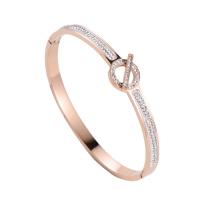 Stainless Steel Bangle, 316 Stainless Steel, Round, Vacuum Ion Plating, fashion jewelry & for woman & with rhinestone, more colors for choice, 65x52mm, Sold By PC