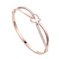 Stainless Steel Bangle, 316 Stainless Steel, Round, Vacuum Ion Plating, fashion jewelry & butterfly design & for woman & with rhinestone, more colors for choice, 61x50mm, Sold By PC