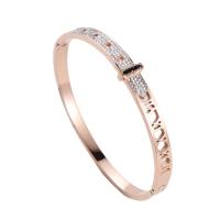 Stainless Steel Bangle, 316 Stainless Steel, Round, Vacuum Ion Plating, fashion jewelry & for woman & with rhinestone, more colors for choice, 58x51mm, Sold By PC