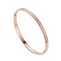 Stainless Steel Bangle, 316 Stainless Steel, Round, Vacuum Ion Plating, fashion jewelry & for woman & with rhinestone, more colors for choice, 60x48mm, Sold By PC