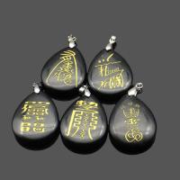 Natural Black Obsidian Pendants, Teardrop, DIY & different designs for choice, black, 24x36x7mm, Sold By PC
