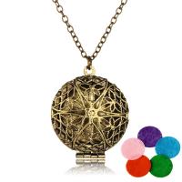 Perfume Locket Necklace, Tibetan Style, Lotus, plated, oval chain & for woman & hollow, more colors for choice, nickel, lead & cadmium free, 27x27mm, Length:Approx 23.6 Inch, Sold By PC