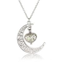 Luminated Necklace Zinc Alloy Moon platinum color plated oval chain & for woman & hollow nickel lead & cadmium free Length Approx 17.7 Inch Sold By PC