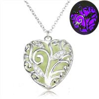 Luminated Necklace Zinc Alloy Heart silver color plated oval chain & for woman & hollow nickel lead & cadmium free Length Approx 17.7 Inch Sold By PC