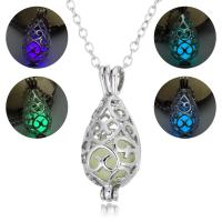 Luminated Necklace, Brass, Teardrop, platinum color plated, for woman & hollow, more colors for choice, nickel, lead & cadmium free, Length:Approx 17.7 Inch, Sold By PC