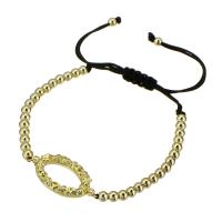 Bracelet cubique en laiton zircon pavent, avec cordon de polyester, Placage de couleur d'or, Réglable & pavé de micro zircon & pour femme & creux, noire, Longueur:Environ 11 pouce, Vendu par PC