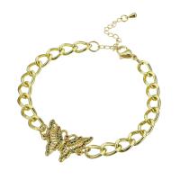 Bracelet cubique en laiton zircon pavent, Placage de couleur d'or, pavé de micro zircon & pour femme, Longueur Environ 9.5 pouce, Vendu par PC