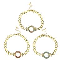 Cubic Zirconia Micro Pave Brass Bracelet Donut gold color plated micro pave cubic zirconia & for woman & hollow Length Approx 10 Inch Sold By PC