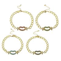 Bracelet cubique en laiton zircon pavent, Placage de couleur d'or, pavé de micro zircon & pour femme & creux, plus de couleurs à choisir, Longueur:Environ 10 pouce, Vendu par PC