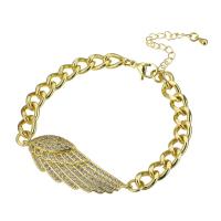 Cubic Zirconia Micro Pave Brass Bracelet gold color plated micro pave cubic zirconia & for woman Length Approx 14.5 Inch Sold By PC