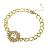 Cubic Zirconia Micro Pave Brass Bracelet, gold color plated, micro pave cubic zirconia & for woman, 23x20mm, Length:Approx 9.5 Inch, Sold By PC