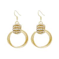 Tibetan Style Drop Earrings, gold color plated, fashion jewelry & for woman & with rhinestone, nickel, lead & cadmium free, 55x25mm, Sold By Pair