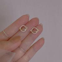 Brass Stud Earring for woman & with rhinestone golden nickel lead & cadmium free Sold By Pair