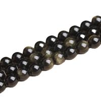 Gold Obsidian Beads Round DIY Sold Per Approx 15 Inch Strand