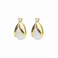 Zinc Alloy Pendants with Acrylic Tulip KC gold color plated Unisex white nickel lead & cadmium free Sold By PC
