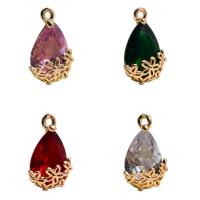 Cubic Zirconia Brass Pendants, Teardrop, gold color plated, Unisex & micro pave cubic zirconia & faceted, more colors for choice, nickel, lead & cadmium free, 9x16mm, Sold By PC