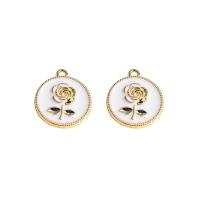 Zinc Alloy Enamel Pendants gold color plated Unisex & with flower pattern nickel lead & cadmium free Sold By PC