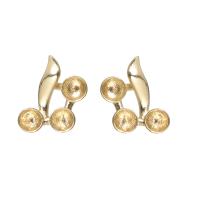Brass Earring Post, cobre, cromado de cor dourada, DIY, dourado, níquel, chumbo e cádmio livre, 10x14mm, vendido por par