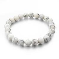 Howlite Bracelet, Round, Unisex & different size for choice, white, Length:7.48 Inch, Sold By PC