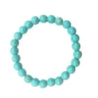 Fashion Turquoise Bracelets Round Unisex blue 8mm Length 7.09 Inch Sold By PC