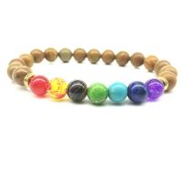Gemstone Bracelets, Mixed Material, with Tibetan Style, Round, gold color plated, Unisex, mixed colors, 8mm, Length:7.09 Inch, Sold By PC