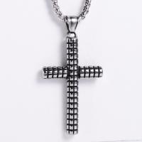Stainless Steel Jewelry Necklace, 304 Stainless Steel, Cross, Vacuum Ion Plating, fashion jewelry & Unisex & different styles for choice, original color, 49x31mm, Length:60 cm, Sold By PC