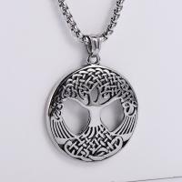 Stainless Steel Jewelry Necklace, 304 Stainless Steel, Tree, Vacuum Ion Plating, fashion jewelry & different styles for choice & for man, original color, 40x40mm, Length:60 cm, Sold By PC