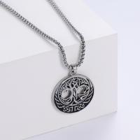 Stainless Steel Jewelry Necklace, 304 Stainless Steel, Tree, Vacuum Ion Plating, fashion jewelry & different styles for choice & for man, original color, 38x38mm, Length:60 cm, Sold By PC
