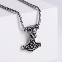 Stainless Steel Jewelry Necklace 304 Stainless Steel Hammer of Thor Vacuum Ion Plating fashion jewelry & for man original color Length 60 cm Sold By PC