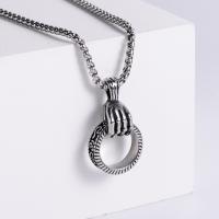 Stainless Steel Jewelry Necklace 304 Stainless Steel ring shape Vacuum Ion Plating vintage & fashion jewelry & Unisex original color Length 60 cm Sold By PC