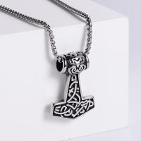Stainless Steel Jewelry Necklace 304 Stainless Steel Hammer of Thor Vacuum Ion Plating vintage & fashion jewelry & for man original color Length 60 cm Sold By PC