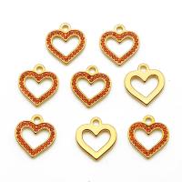 Coração de aço inoxidável pingentes, 201 Inox, joias de moda & DIY & unissex & tamanho diferente para a escolha & Vario tipos a sua escolha & com strass, dourado, 3/Bag, vendido por Bag