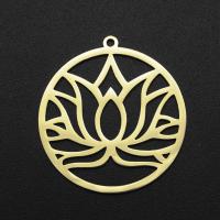 Stainless Steel Flower Pendant 201 Stainless Steel Round Vacuum Ion Plating fashion jewelry & DIY & Unisex  golden Sold By Bag