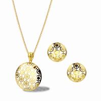Titanium Steel Jewelry Set Stud Earring & necklace 18K gold plated 2 pieces & fashion jewelry & for woman golden 28mm 17mm Length Approx 19.69 Inch Sold By Set